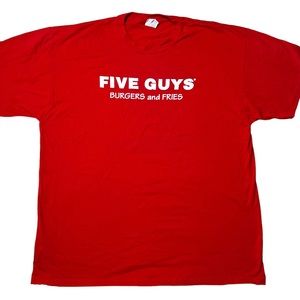 NWOT 5 Guys Burgers & Fries {Jerzees} Graphic T-Shirt in Red Unisex Sz 2XL